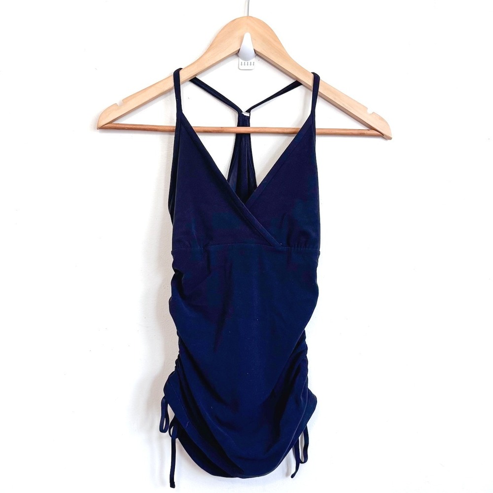 Lululemon Womens No Limits Tank Top 4 Black Yoga Cinch Side Ruched Mesh Back